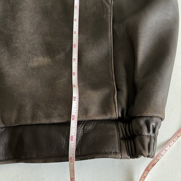 Andrew Marc New York Mens Leather Jacket Brown Bomber Full Zip XL Butter Soft - Picture 9 of 11